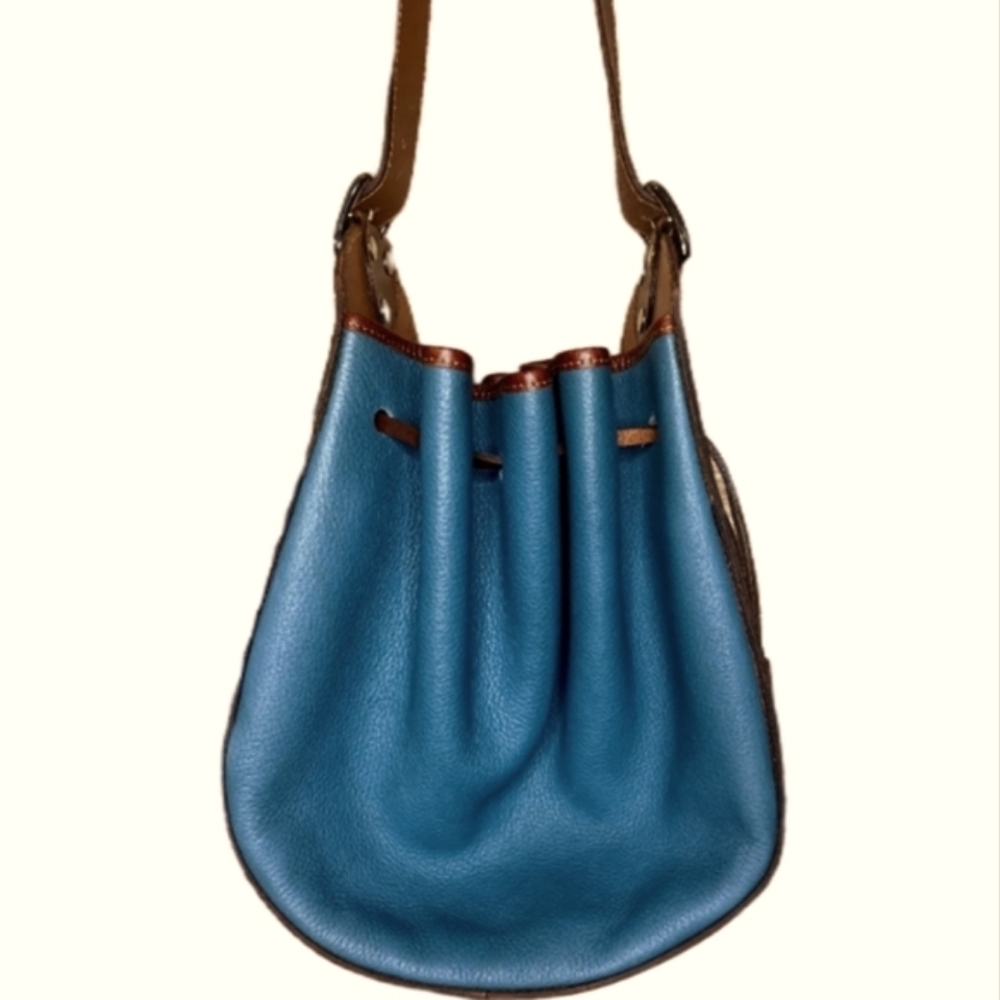 Gancio Italian Leather Teal Blue Shoulder Bag